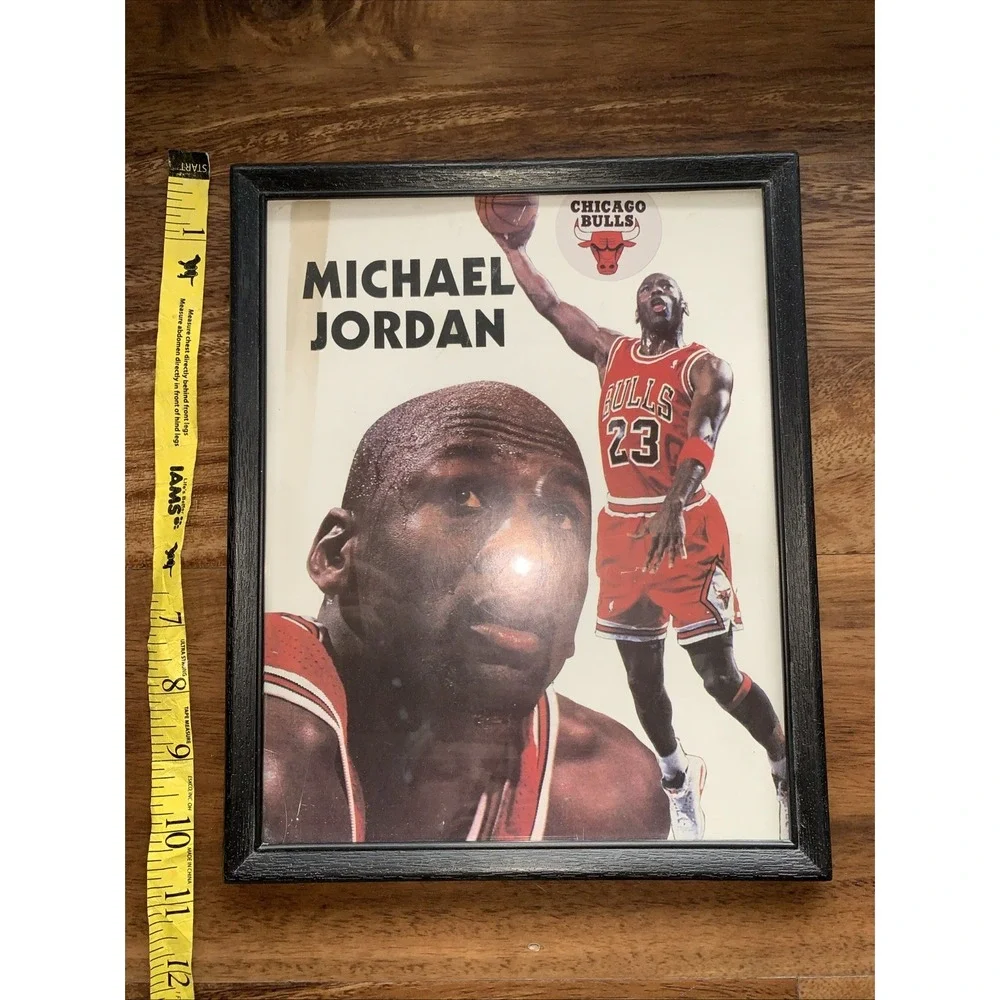 Vintage Michael Jordan Pictured In Glass Frame 10.5 X 9